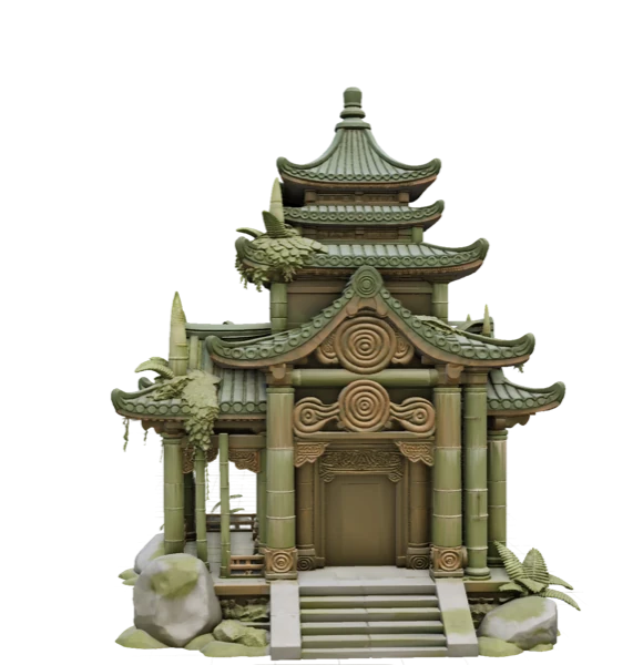 Segmented temple architecture model